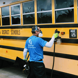 Spraying School Bus with EquipCoat®
