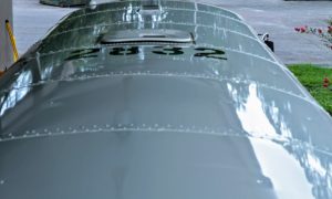 Top of School Bus Roof Sprayed with EquipCoat